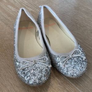 Crewcuts silver glitter ballet flats, size 12